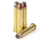 Four 45-70 Government 300gr JHP cartridges on display- balanced Recoil "Goldilocks" load ammo by Steinel.