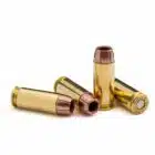 10mm hollow point handgun ammunition by Steinel Ammo, boxed and displayed on a white background.