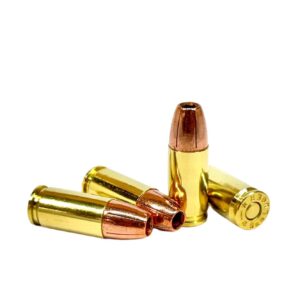 Four rounds of Steinel Ammo 9mm 124gr Subcompact Carry loads on display