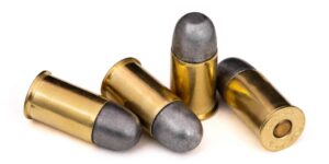 Four rounds of 455 Webley with cast round nose bullets.
