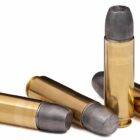 Close-up of 600gr hard cast 12.7x42mm ammo for 50 BEOWULF uppers, built for serious power and reliable cycling