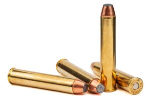 Close-up of Steinel .444 Marlin 270gr Jacketed Soft Point cartridges—premium lever-action rifle ammo engineered for large game hunting with deep-penetrating, controlled-expansion performance