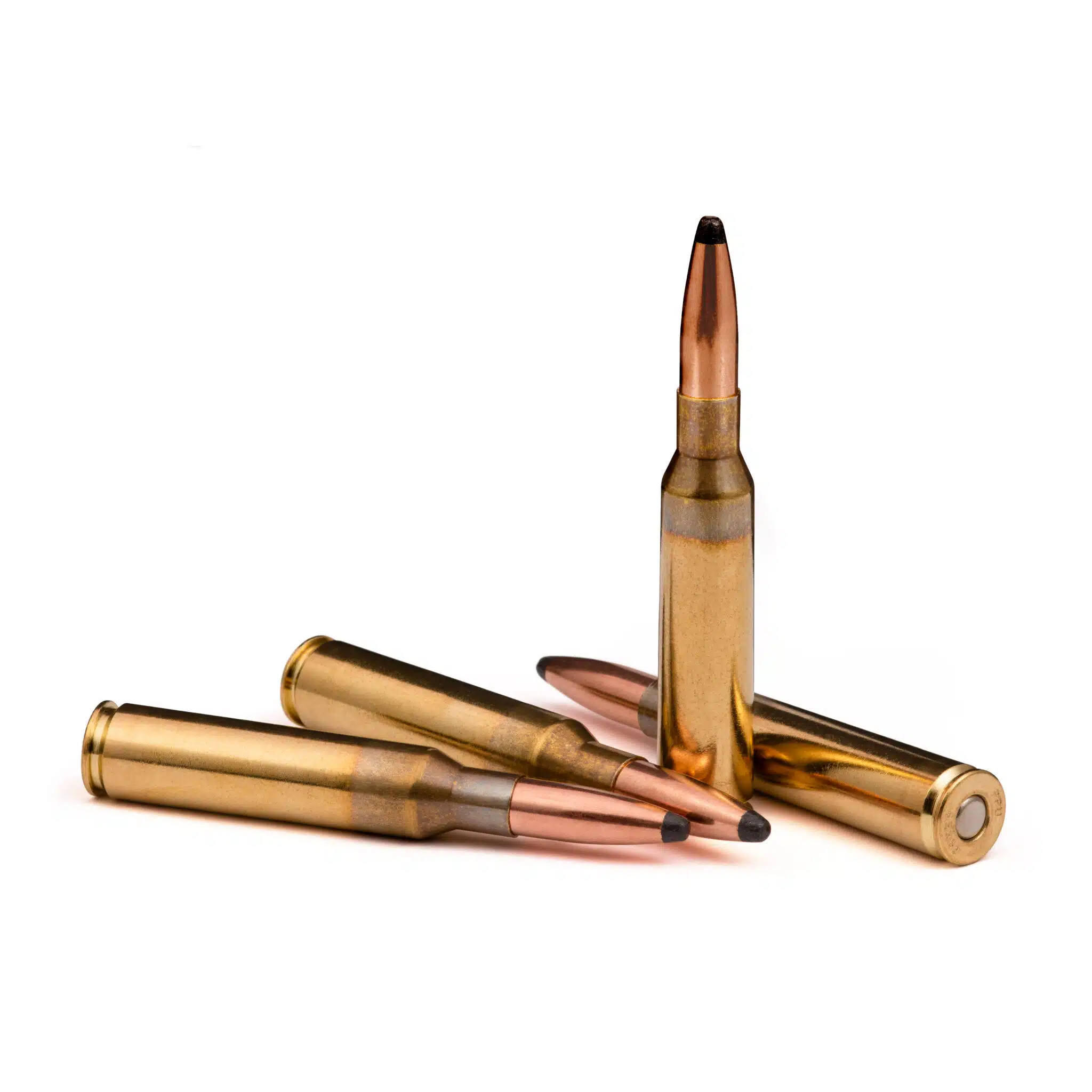 Steinel 6.5 Carcano JSP Four 6.5x52 Carcano 123gr Jacketed Soft Point cartridges with brass cases and exposed soft point bullets — 6.5x52 Carcano JSP ammo for Carcano rifles