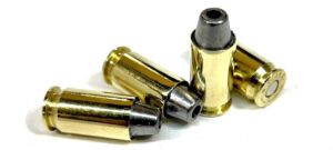 Four rounds of 455 Webley for shaved cylinders with 185 grain Semi Wadcutters.