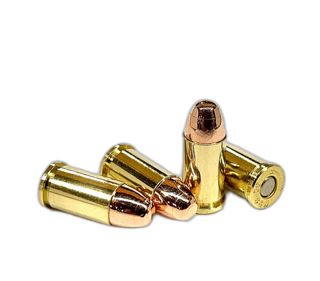 Four rounds of 32 S&W 72 grain round nose ammunition, classic low-pressure rounds for vintage revolvers.