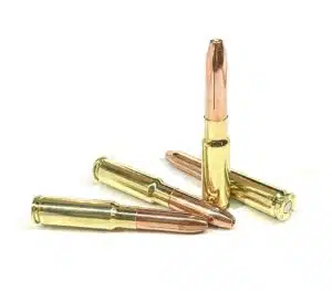 Close-up of Steinel 8.6 Blackout 350gr subsonic solid copper hollow points- short barrel load for suppressed hunting and tactical use
