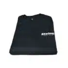 Black Steinel T-shirt with small white logo on chest, made from soft cotton