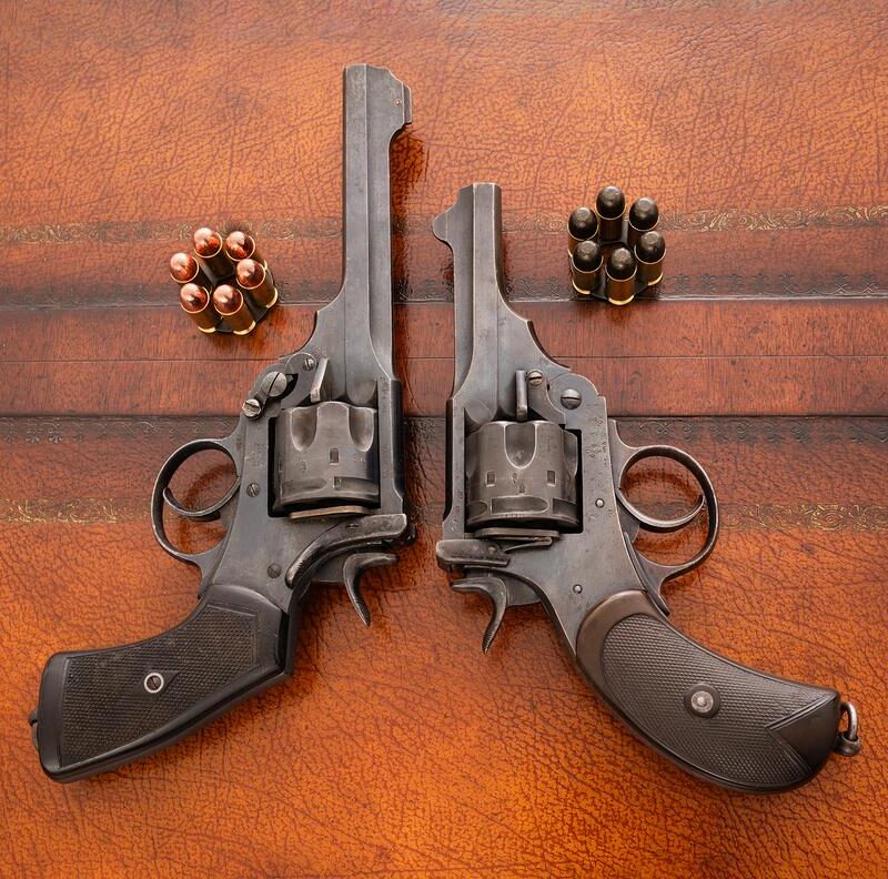 Two Webley revolvers side by side