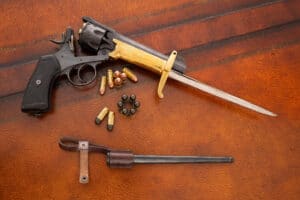 455 Webley revolver with bayonet