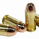 Four rounds of 455 Webley for shaved cylinders, loaded with 185 grain hollow base round nose plated bullets.