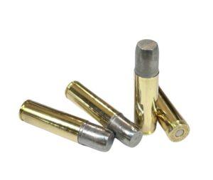 Four .500 Auto Max 700gr hard cast “Omega” LFNGC cartridges on display — heavy flat nose gas check rounds built for maximum penetration and stopping power.