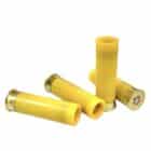 Four 20 Gauge 2¾ inch solid copper hollow point slugs standing upright on a white background — high-velocity, lead-free shotgun ammo designed for rapid expansion and superior accuracy