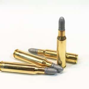 4 rounds of steinel ammo 6.5 carcano with 150gr cast and coated round nose bullets on display