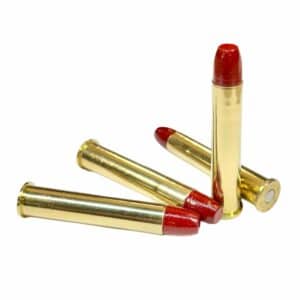 Four rounds of Steinel Ammo's 375 Winchester with red coated lead RNFP bullets