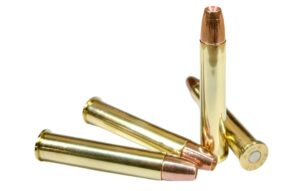 Four rounds of 375 Winchester loaded with 200gr Solid Copper Hollow Points for effective hunting on deer-sized game.