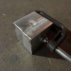 Crude prototype mold for 777gr Lucky Ram bullet—aluminum block clamped for casting trials in early development phase