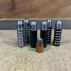 ineup of 777gr Lucky Ram bullet prototypes—various coatings for 45-70 Government subsonic testing