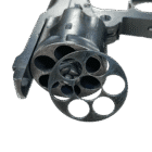 A blued Webley shim made by Steinel Ammo next to an original 455 Webley revolver.