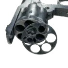A blued Webley shim made by Steinel Ammo next to an original 455 Webley revolver.