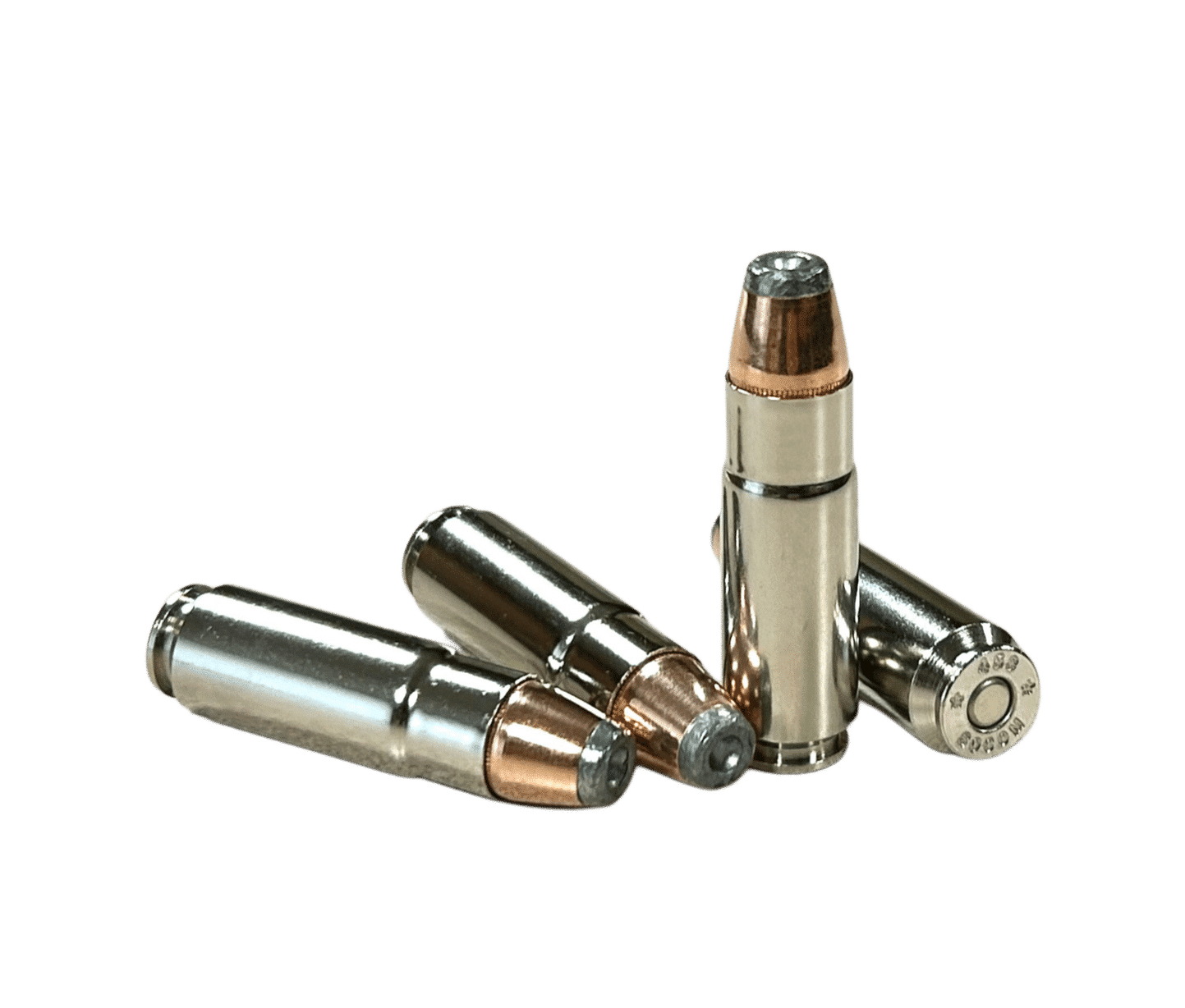 458_socom_300_jhp_steinel Four rounds of Steinel 300 jacketed hollow point 458 SOCOM ammo.