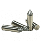 Four rounds of 500 S&W Magnum with a pointed bullet and Nickel-plated brass from Steinell ammo.