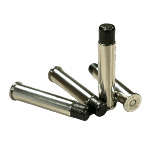 Four rounds of Steinel 777 Lucky Ram 45-70 subsonic rounds with nickel-plated brass.