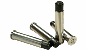 Four rounds of Steinel 777 Lucky Ram 45-70 subsonic rounds with nickel-plated brass.