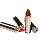 4 rounds of 500 S&W Magnum Steinel ammo loaded with 300gr FTX bullets in nickel-plated Starline cases.