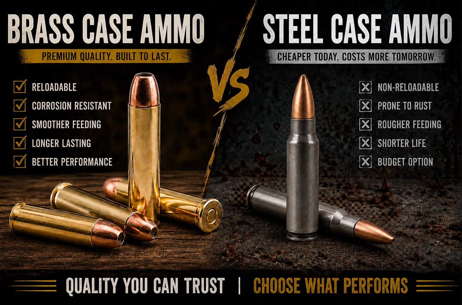 Steel vs Brass Case Ammo Explained: What Every Shooter Should Actually Know