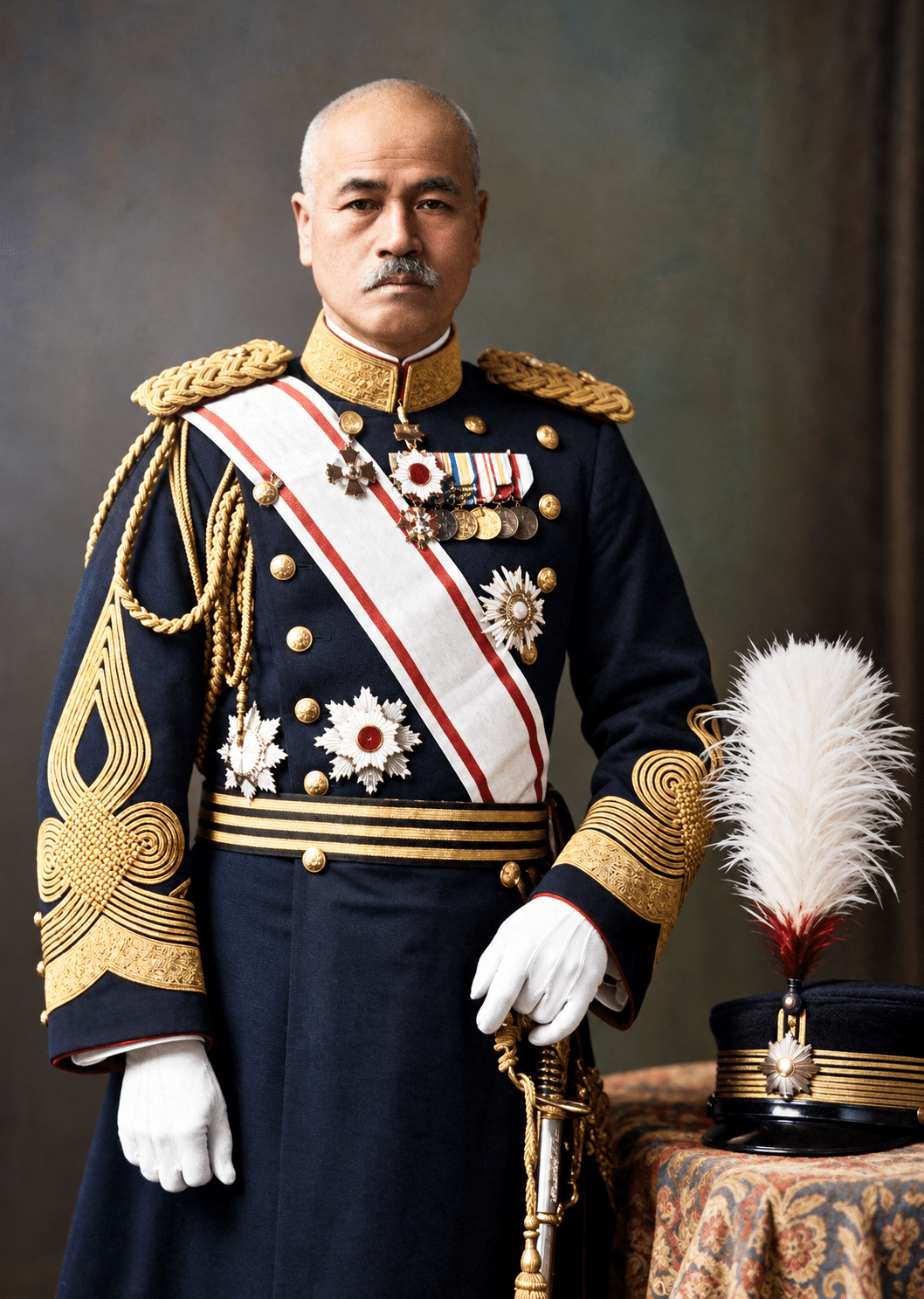 Colorized and enhanced version of a historical black-and-white photograph of Kijirō Nambu. Original image sourced from Wikipedia.